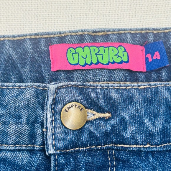 Vintage Y2k Empyre Tori Dragon Koi Jeans 14 Baggy Wide Leg Skate Streetwear 90s - Picture 7 of 14